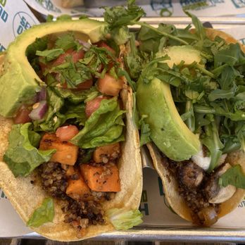Haggo's Organic Taco - Vegan Sweet Potato with vegan cheddar - Tacos Near Me - Encinitas, California Haggo's Organic Taco - Vegan Sweet Potato with vegan cheddar - Tacos Near Me - Encinitas, California