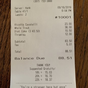 Glorietta Trattoria - Watch your bill .. NO free refills - Italian Near Me - Jackson, Wyoming