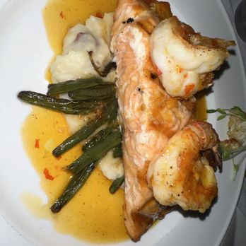 Tisha's Cape May - Thai salmon and shrimp over potatoes and green beans - Seafood Near Me - Cape May, New Jersey Tisha's Cape May - Thai salmon and shrimp over potatoes and green beans - Seafood Near Me - Cape May, New Jersey