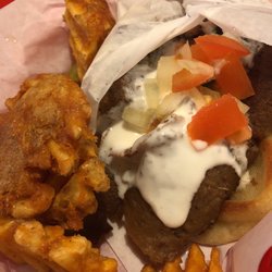 Idle Hour - Gyros and lattice (waffle) fries.