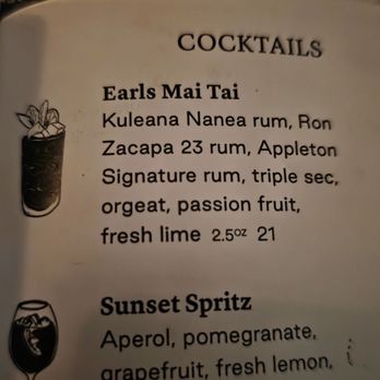 Earls Kitchen + Bar - Drink menu snippet - Cocktail Bars Near Me - Honolulu, Hawaii Earls Kitchen + Bar - Drink menu snippet - Cocktail Bars Near Me - Honolulu, Hawaii