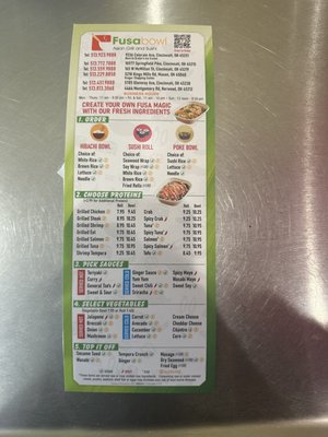 Menu photo 1 Fusabowl Cincinnati, OH
