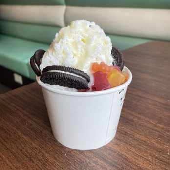 Salju Dessert - Milk bingsu with oreos, gummy bears, and condensed milk. - Desserts Near Me - Alhambra, California Salju Dessert - Milk bingsu with oreos, gummy bears, and condensed milk. - Desserts Near Me - Alhambra, California