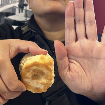 KFC - For scale, the biscuit is the same size as the chicken thigh - Fast Food Near Me - Tumwater, Washington