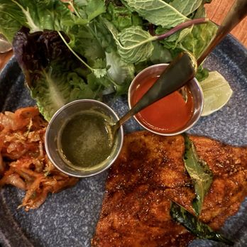 Lore - Sea bream - so good. So I wrapped the fish in the lettuce and add sauce kinda like what you do with Vietnamese spring rolls - - Indian Near Me - Brooklyn, New York