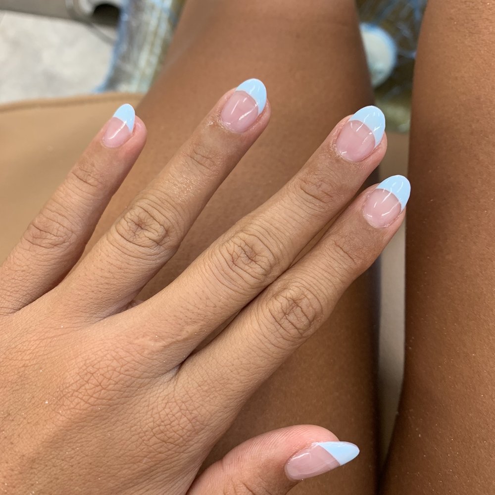 Top Nails By Ana - Perfect powder with sky blue French tips for summer, thank you Ana! - Nail Salons Near Me - Honolulu, Hawaii Top Nails By Ana - Perfect powder with sky blue French tips for summer, thank you Ana! - Nail Salons Near Me - Honolulu, Hawaii