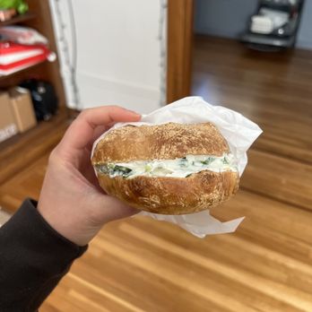 Batches Bakehouse - plain bagel & scallion cream cheese - Bakeries Near Me - San Francisco, California Batches Bakehouse - plain bagel & scallion cream cheese - Bakeries Near Me - San Francisco, California