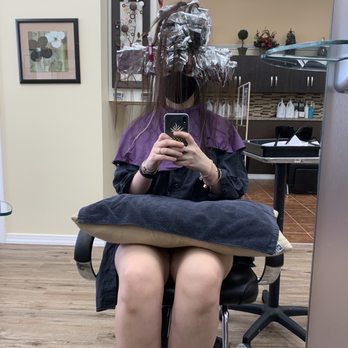 Illusions Hair Salon & Spa - In the process of getting my hair highlighted/bleached. - Hair Salons Near Me - Ashburn, Virginia