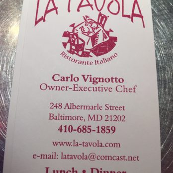 La Tavola - Italian Near Me - Baltimore, Maryland
