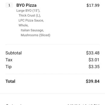 Lost Pizza Company - Receipt - Pizza Near Me - Richland, Mississippi Lost Pizza Company - Receipt - Pizza Near Me - Richland, Mississippi