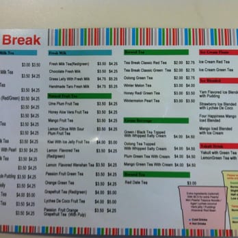 Tea Break - Menu - Bubble Tea Near Me - West Hartford, Connecticut Tea Break - Menu - Bubble Tea Near Me - West Hartford, Connecticut