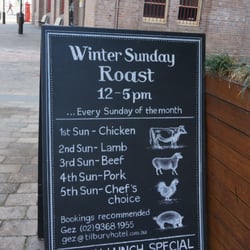 Tilbury Hotel - Tilbury's winter sunday roast menu