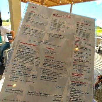 Deck. - Menu.  Not too complicated.  Wines by the glass are all $10 and above. - Hawaiian Near Me - Honolulu, Hawaii