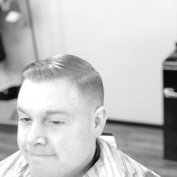 Honored Barbershop - Another picture of Adam after his haircut.