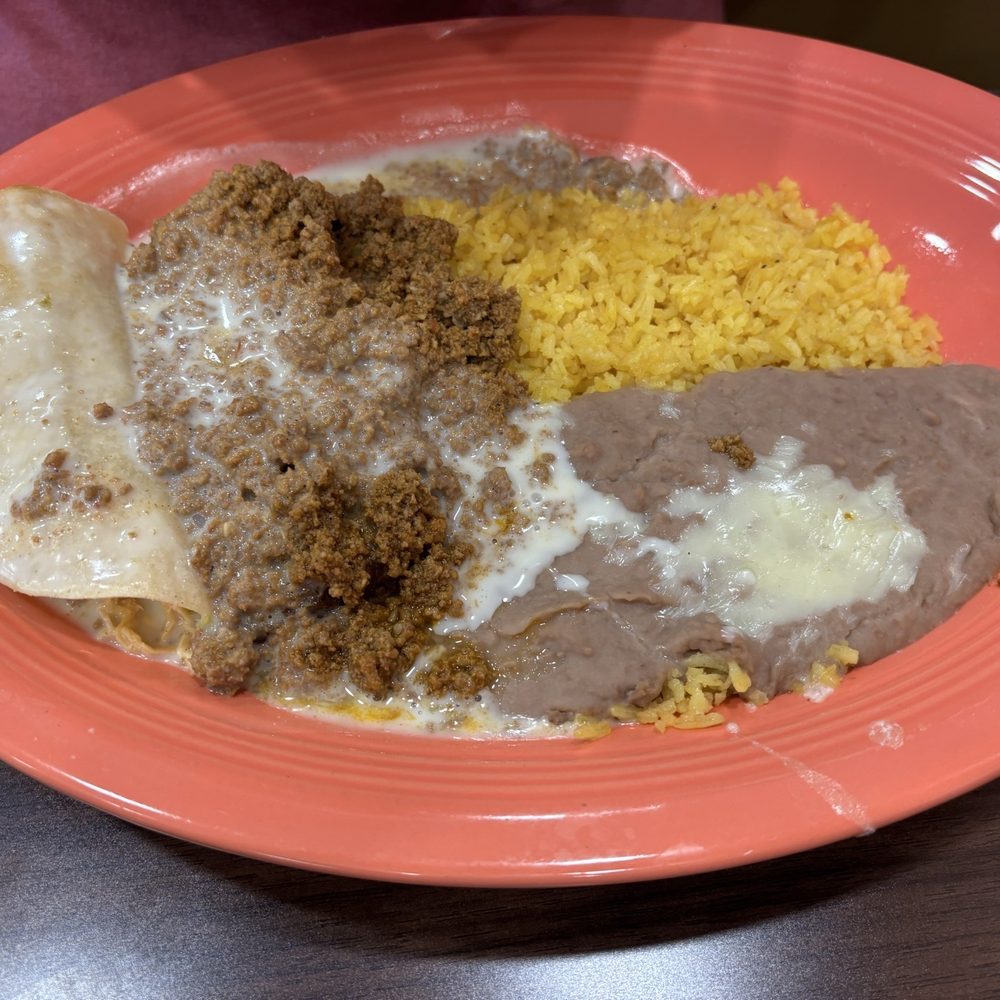 Three Tequilas - Cheese enchilada, tamale, rice, and beans - Mexican Near Me - Tulsa, Oklahoma