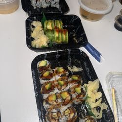 Sushi House - Eel/Cucumber avocado Three Roll Special, Philly Roll, Salmon avocado Three Roll Special, 1.Miso Soup