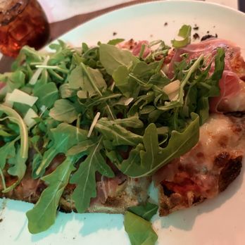 Sette Osteria - Washington - New style of pizza, happy hour size, thicker crust. This one is prosciutto pizza - Italian Near Me - Washington, DC, District of Columbia