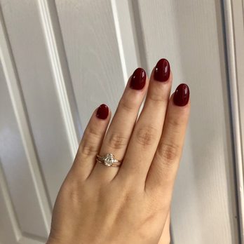 NV Nails & Spa - Burgundy gel full set- oval shape - Nail Salons Near Me - Chantilly, Virginia