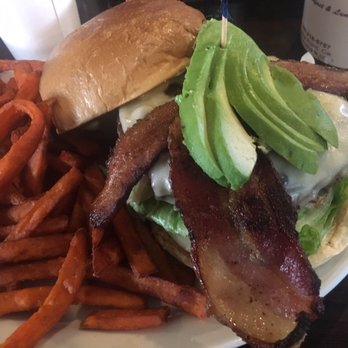 RJ's Cafe - My bacon Swiss burger with sweet potato fries. Tasty - Breakfast & Brunch Near Me - Dana Point, California RJ's Cafe - My bacon Swiss burger with sweet potato fries. Tasty - Breakfast & Brunch Near Me - Dana Point, California