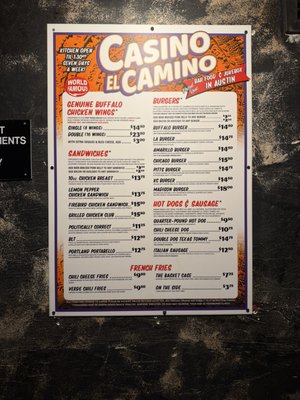 Menu photo 2 Casino El Camino Austin, TX