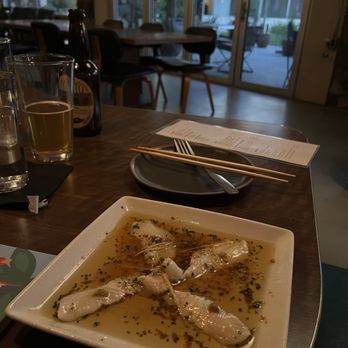 Hai Noon - Hamachi with a sesame based sauce from omakaze dinner - Japanese Near Me - Scottsdale, Arizona