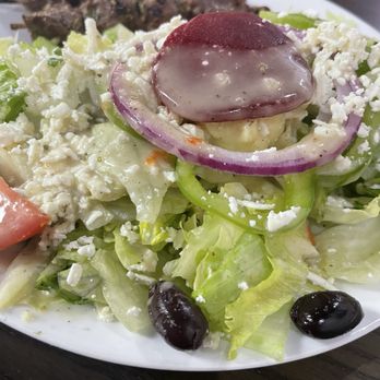 Little Greek Fresh Grill - Salad and 2 Lamb Skewers - Greek Near Me - Plano, Texas Little Greek Fresh Grill - Salad and 2 Lamb Skewers - Greek Near Me - Plano, Texas