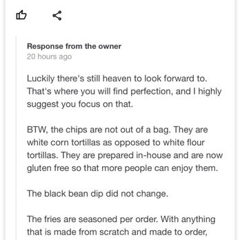 Copper Blue - Owner Response from Google review - American Near Me - Milford, Ohio