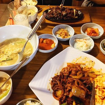 5 Star Korean BBQ - Spicy pork fried kimchi, bulgogi( marinated sweet beef), and dduk mandoo gook ( ricecake dumpling soup) - Barbeque Near Me - Madison, Wisconsin