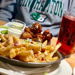 The Blue Ridge Brewing - Wings, pimento cheese fries and sour cherry cider