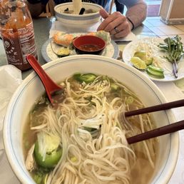 Pho Ga and spring rolls Pho Ga and spring rolls