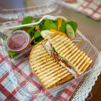 Healthy Eats - Pesto chicken sandwich with salad - lovely! - Sandwiches Near Me - Monrovia, California
