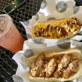 Krépe Dog - Cream cheese filled jalapeño popper , Honeydew with raspberry, and Mac Attack dog - Hot Dogs Near Me - Modesto, California Krépe Dog - Cream cheese filled jalapeño popper , Honeydew with raspberry, and Mac Attack dog - Hot Dogs Near Me - Modesto, California
