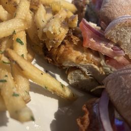 Truffle fries and chicken sandwich