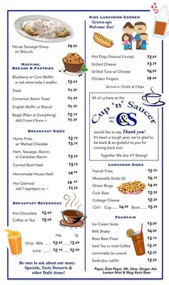 Menu photo 7 Cup N Saucer Restaurant Wilmington, VT