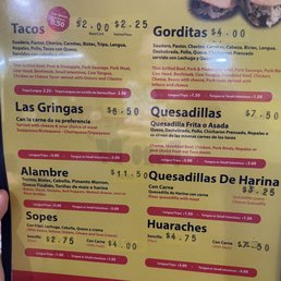 Up to date pricing and menu!