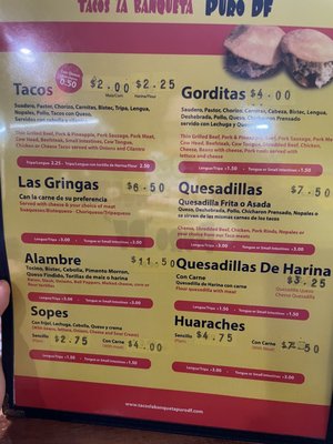 Menu photo 2 Tacos La Banqueta Fort Worth, TX