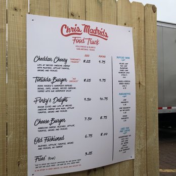 Chris Madrid's - Chris Madrid's food truck menu. - Burgers Near Me - San Antonio, Texas Chris Madrid's - Chris Madrid's food truck menu. - Burgers Near Me - San Antonio, Texas