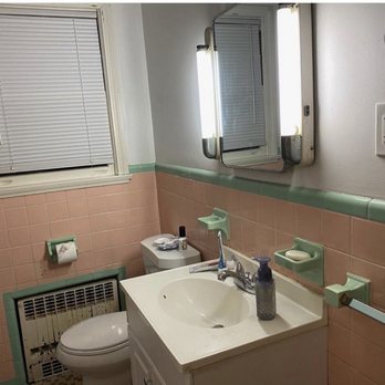 Interiors by Monica - Old pink and green bathroom - Interior Design Near Me Interiors by Monica - Old pink and green bathroom - Interior Design Near Me