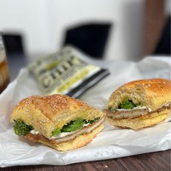 Nick's Sandwich Shop - Gambino (chicken cutlet, broccoli rabe and fresh mozzarella on a seeded semolina roll)