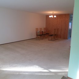 Before - dingy old carpet, tile, and linoleum Before - dingy old carpet, tile, and linoleum