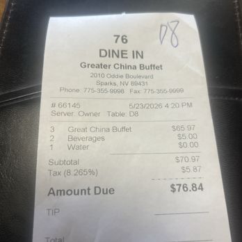 Greater China Buffet - And the price you pay for this food is nasty. - Buffets Near Me - Sparks, Nevada
