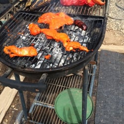 Marinated meat for a bbq on the backyard
