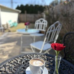 Luv Crepes Cafe - Coffee on the patio
