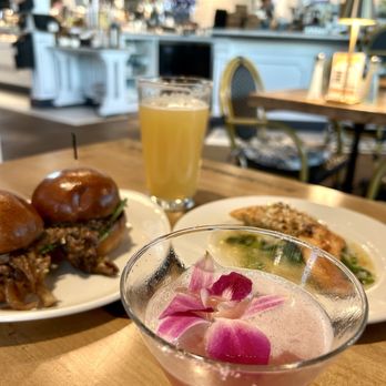 La Provence - Cedar Hills Crossing - Cedar Sliders, Petite Hazelnut Salmon and Pomegranate & Elderflower Martini, Hazy IPA in the background - Breakfast & Brunch Near Me - Beaverton, Oregon La Provence - Cedar Hills Crossing - Cedar Sliders, Petite Hazelnut Salmon and Pomegranate & Elderflower Martini, Hazy IPA in the background - Breakfast & Brunch Near Me - Beaverton, Oregon