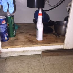 This is how they "fix" a problem. Inside there are rats eating through mold. It stinks. Kitchen sink disgusting!