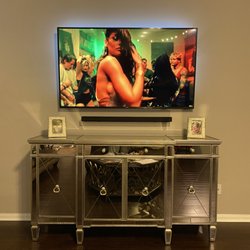 TV Installation Houston - TV Installation With LED Lights and Sound Bar Installation