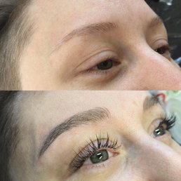 Classic lash extensions and microblading