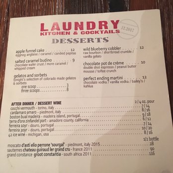 Laundry - Dessert menu - New American Near Me - Steamboat Springs, Colorado