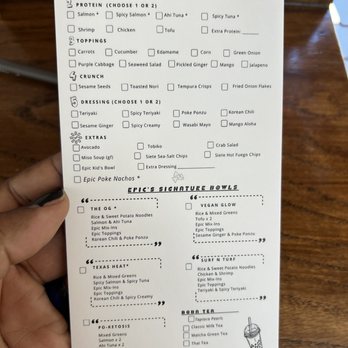 Epic Poke - Menu - Poke Near Me - Austin, Texas Epic Poke - Menu - Poke Near Me - Austin, Texas