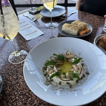 Fat Ox - White sangria, whipped Bellwether Farms Pistachio Ricotta - Italian Near Me - Scottsdale, Arizona